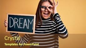  Presentation with dream - Presentation design consisting of young-beautiful-woman-with-blue background and a tawny brown colored foreground