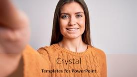  Presentation with blue eyes - Presentation design featuring young-beautiful-woman-with-blue background and a coral colored foreground