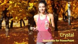  Presentation with beautiful fresh leaves water drops - Cool new slide set with young beautiful woman with bottle backdrop and a tawny brown colored foreground