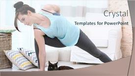  Presentation with cat - Audience pleasing slide set consisting of young-beautiful-woman-with-cat backdrop and a sky blue colored foreground