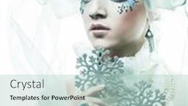  Presentation with silver snowflakes - Theme consisting of young-beautiful-woman-with-creative background and a mint green colored foreground