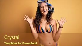  Presentation with curly hair - Slides consisting of young-beautiful-woman-with-curly background and a tawny brown colored foreground