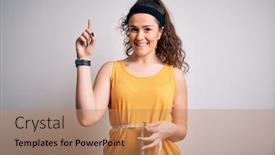  Presentation with curly hair - Slide set having young-beautiful-woman-with-curly background and a coral colored foreground
