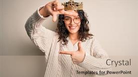  Presentation with queen - Cool new PPT theme with young-beautiful-woman-with-curly backdrop and a soft green colored foreground