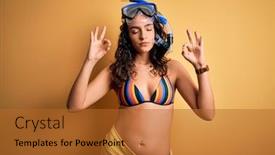  Presentation with curly hair - PPT theme with young-beautiful-woman-with-curly background and a red colored foreground