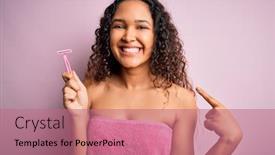  Presentation with razor - Colorful slide deck enhanced with young-beautiful-woman-with-curly backdrop and a coral colored foreground