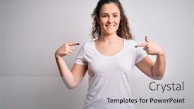  Presentation with curly hair - Theme with young-beautiful-woman-with-curly background and a light gray colored foreground