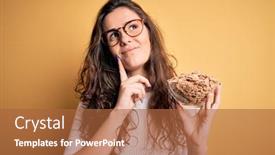  Presentation with corn flakes - Slides consisting of young-beautiful-woman-with-curly background and a red colored foreground