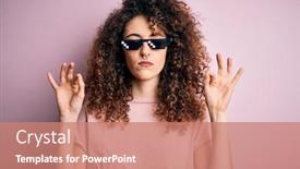  Presentation with curly hair - Amazing PPT layouts having young-beautiful-woman-with-curly backdrop and a coral colored foreground