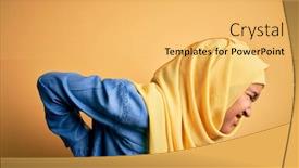  Presentation with hijab - Colorful slide deck enhanced with young-beautiful-woman-with-curly backdrop and a yellow colored foreground