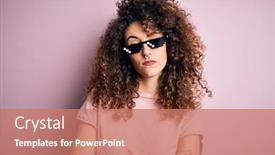  Presentation with curly hair - Theme having young-beautiful-woman-with-curly background and a coral colored foreground