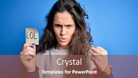  Presentation with yelling - PPT theme with young-beautiful-woman-with-curly background and a tawny brown colored foreground