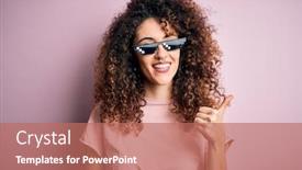  Presentation with curly hair - Slide deck having young-beautiful-woman-with-curly background and a coral colored foreground