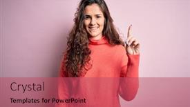  Presentation with curly hair - Presentation design enhanced with young-beautiful-woman-with-curly background and a red colored foreground