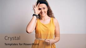  Presentation with curly hair - Colorful presentation enhanced with young-beautiful-woman-with-curly backdrop and a coral colored foreground