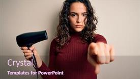  Presentation with curly hair - Colorful PPT theme enhanced with young-beautiful-woman-with-curly backdrop and a wine colored foreground