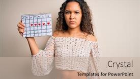  Presentation with curly hair - PPT theme with young-beautiful-woman-with-curly background and a soft green colored foreground