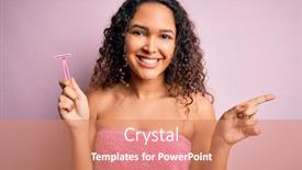 Presentation with razor - PPT layouts consisting of young-beautiful-woman-with-curly background and a coral colored foreground