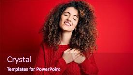  Presentation with curly hair - PPT layouts featuring young-beautiful-woman-with-curly background and a wine colored foreground