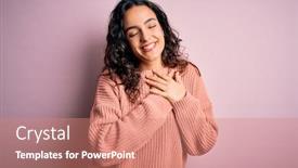  Presentation with curly hair - Slide set with young-beautiful-woman-with-curly background and a coral colored foreground