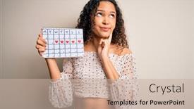  Presentation with curly hair - Slides having young-beautiful-woman-with-curly background and a soft green colored foreground