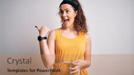  Presentation with curly hair - Slide set featuring young-beautiful-woman-with-curly background and a coral colored foreground
