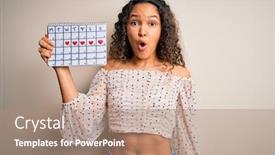  Presentation with curly hair - Slides consisting of young-beautiful-woman-with-curly background and a coral colored foreground