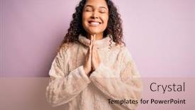  Presentation with curly hair - Colorful presentation enhanced with young-beautiful-woman-with-curly backdrop and a coral colored foreground