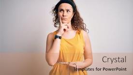  Presentation with curly hair - PPT layouts featuring young-beautiful-woman-with-curly background and a coral colored foreground