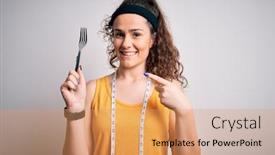 Presentation with tape measure - Slides having young-beautiful-woman-with-curly background and a coral colored foreground