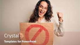  Presentation with signal - Beautiful PPT theme featuring young-beautiful-woman-with-curly backdrop and a coral colored foreground