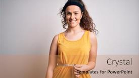  Presentation with curly hair - Presentation theme having young-beautiful-woman-with-curly background and a coral colored foreground