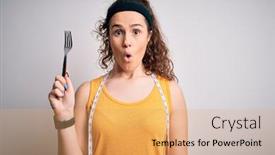  Presentation with tape measure - Presentation featuring young-beautiful-woman-with-curly background and a yellow colored foreground