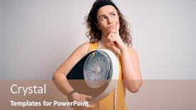  Presentation with tape measure - Beautiful presentation design featuring young-beautiful-woman-with-curly backdrop and a coral colored foreground