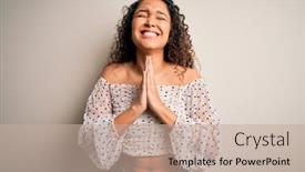  Presentation with curly hair - Cool new slide deck with young-beautiful-woman-with-curly backdrop and a mint green colored foreground