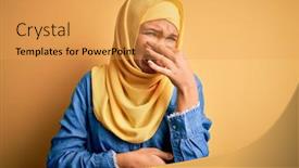  Presentation with bad breath - Presentation design with young-beautiful-woman-with-curly background and a yellow colored foreground