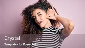  Presentation with curly hair - Colorful PPT theme enhanced with young-beautiful-woman-with-curly backdrop and a gray colored foreground