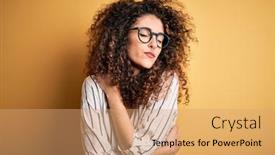  Presentation with curly hair - Colorful slide deck enhanced with young-beautiful-woman-with-curly backdrop and a coral colored foreground