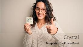  Presentation with yes - Beautiful theme featuring young-beautiful-woman-with-curly backdrop and a coral colored foreground