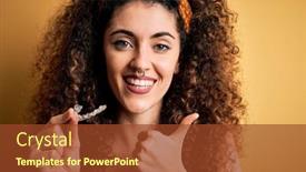  Presentation with curly hair - Beautiful PPT layouts featuring young-beautiful-woman-with-curly backdrop and a tawny brown colored foreground