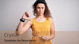  Presentation with curly hair - Presentation theme having young-beautiful-woman-with-curly background and a coral colored foreground