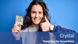  Presentation with curly hair - Slide set featuring young-beautiful-woman-with-curly background and a ocean colored foreground