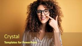  Presentation with curly hair - Colorful PPT theme enhanced with young-beautiful-woman-with-curly backdrop and a tawny brown colored foreground