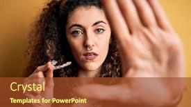  Presentation with orthodontic - Cool new PPT layouts with young-beautiful-woman-with-curly backdrop and a tawny brown colored foreground