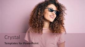  Presentation with curly hair - Cool new presentation theme with young-beautiful-woman-with-curly backdrop and a coral colored foreground