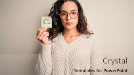  Presentation with yes - Presentation theme with young-beautiful-woman-with-curly background and a lemonade colored foreground