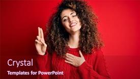  Presentation with curly hair - Colorful slide set enhanced with young-beautiful-woman-with-curly backdrop and a crimson colored foreground