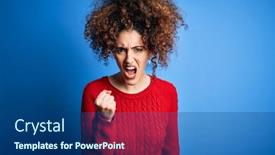  Presentation with curly hair - Slide deck having young-beautiful-woman-with-curly background and a ocean colored foreground