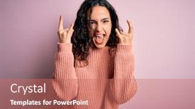  Presentation with rock star - Beautiful slides featuring young-beautiful-woman-with-curly backdrop and a coral colored foreground