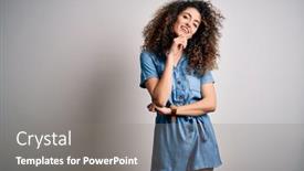  Presentation with hair dress - Beautiful PPT theme featuring young-beautiful-woman-with-curly backdrop and a gray colored foreground